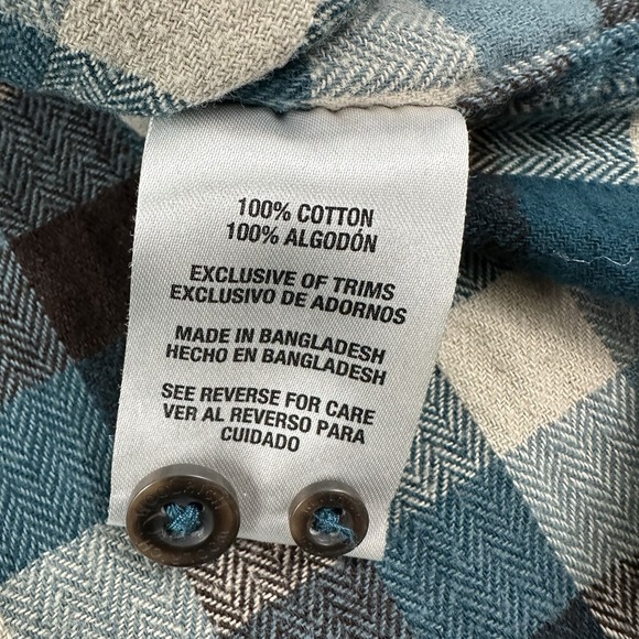 Woolrich Flannel Shirt Men's XL Blue White Plaid Thick Cotton Herringbone Weave - Picture 10 of 13